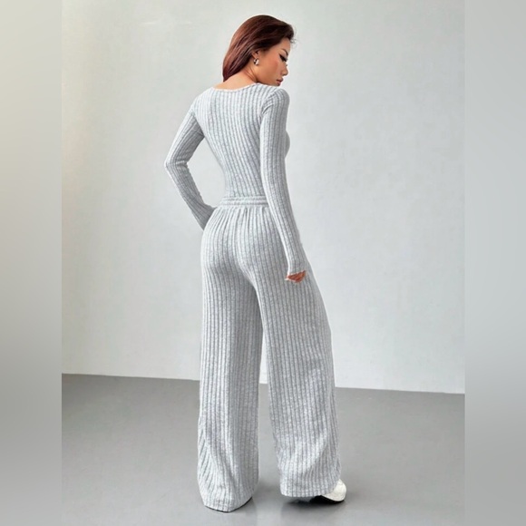 Gray Ribbed Jumpsuit - Picture 3 of 5
